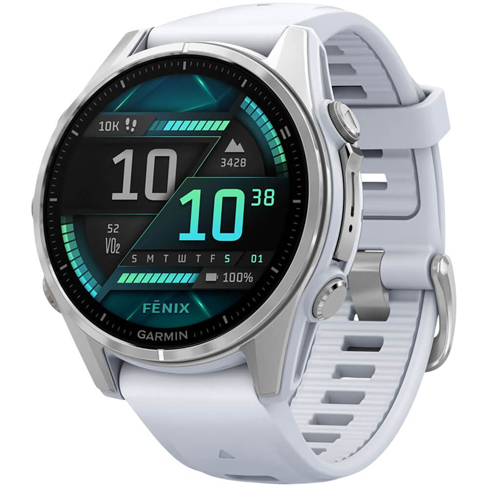 Смарт-часы Garmin Fenix 8 43 мм Amoled Silver с силиконовым ремешком Whitestone (010-02903-00)