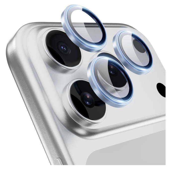 Защитное стекло Remax на линзы камер для iPhone 18 Pro/Pro Max (С синей рамкой)