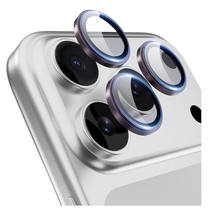Защитное стекло Remax на линзы камер для iPhone 18 Pro/Pro Max (С бордовой рамкой)