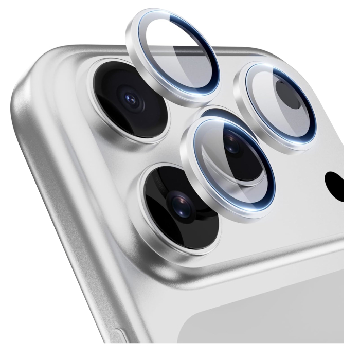 Защитное стекло Remax на линзы камер для iPhone 18 Pro/Pro Max (С серебристой рамкой)