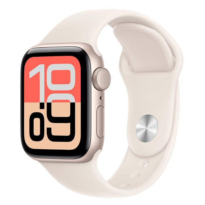 Часы Apple Watch SE 3 40 мм  корпус алюминий сияющая звезда (Starlight Aluminium)  ремешок Sport Band  цвет: сияющая звезда  размер: S/M