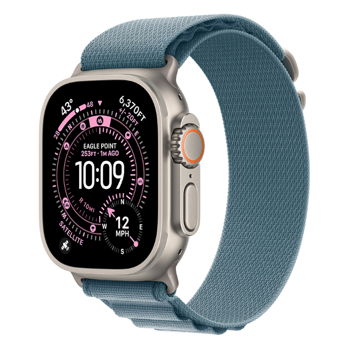 Часы Apple Watch Ultra 3 GPS 49 мм  корпус натуральный титан (Natural Titanium)  ремешок Alpine  цвет: светло-синий (Light Blue)  размер: L