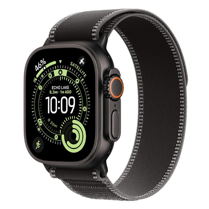 Часы Apple Watch Ultra 3 GPS 49 мм  корпус черный титан (Black Titanium)  ремешок Trail  цвет: черный/угольный (Black/Charcoal)  размер: M/L