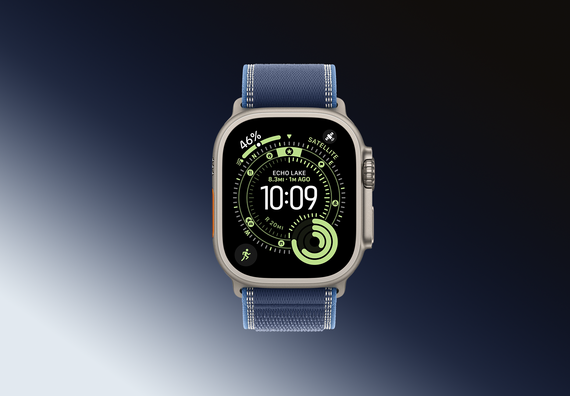 Часы Apple Watch Ultra 3 GPS 49 мм  корпус натуральный титан (Natural Titanium)  ремешок Trail  цвет: синий/ярко-синий (Blue/Bright Blue)  размер: S/M