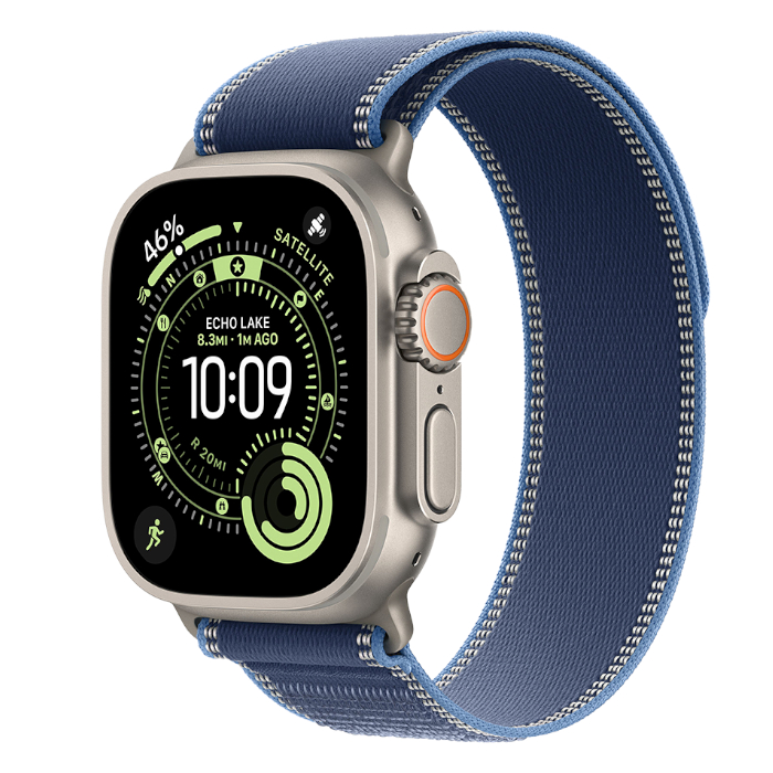 Часы Apple Watch Ultra 3 GPS 49 мм  корпус натуральный титан (Natural Titanium)  ремешок Trail  цвет: синий/ярко-синий (Blue/Bright Blue)  размер: M/L