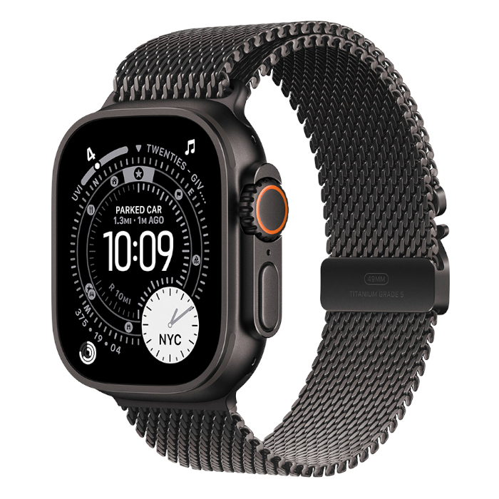 Часы Apple Watch Ultra 3 GPS 49 мм  корпус черный титан (Black Titanium)  миланский сетчатый браслет  цвет: черный титан  размер: S