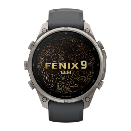 Спортивные часы Garmin fenix 9 Pro, 47 мм, AMOLED, титан, сапфир, силиконовый ремешок цвета «графитовый/чёрный» (с inReach)
