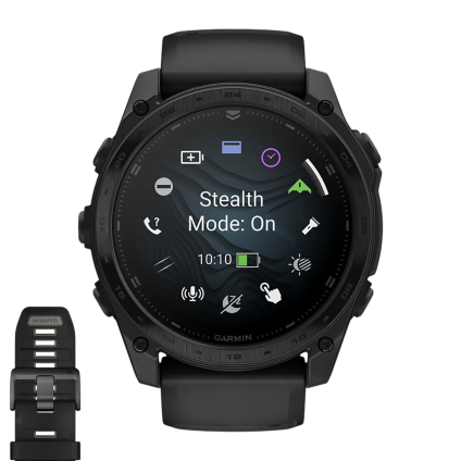 Спортивные часы Garmin tactix 8, 51 мм, AMOLED, чёрный нейлоновый ремешок, силиконовый ремешок цвета чёрный/«серая галька»