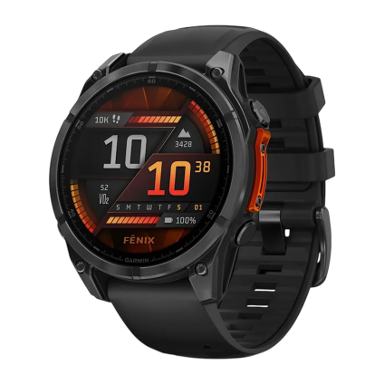 Спортивные часы Garmin fenix 8, 47 мм, AMOLED, сталь, чёрный силиконовый ремешок