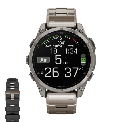 Спортивные часы Garmin fenix 8, 47 мм, AMOLED, сапфир, титановый блочный браслет, силиконовый ремешок цвета чёрный/«серая галька»