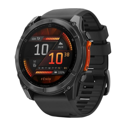Спортивные часы Garmin fenix 8, 51 мм, AMOLED, сталь, чёрный силиконовый ремешок