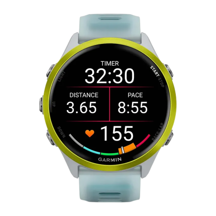 Спортивные часы Garmin Forerunner 570, 47 мм, силиконовый ремешок цвета «полупрозрачный серый»/бирюзовый