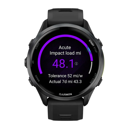 Спортивные часы Garmin Forerunner 970, силиконовый ремешок цвета чёрный/дымчато-серый