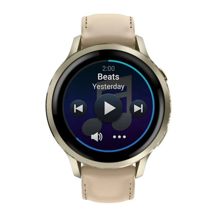 Спортивные часы Garmin Venu 4, 41 мм, светло-песочный кожаный ремешок, силиконовый ремешок цвета кости