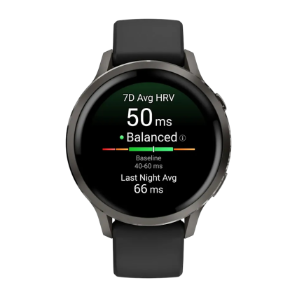 Спортивные часы Garmin Venu 4, 41 мм, чёрный силиконовый ремешок