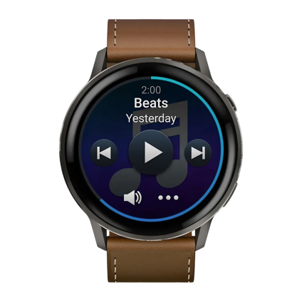 Спортивные часы Garmin Venu 4, 45 мм, коричневый кожаный ремешок, чёрный силиконовый ремешок