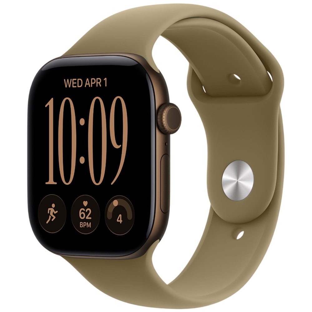 Смарт-часы Apple Watch Series 12 Aluminium 46 мм тёмно-бронзовый M/L, спортивный ремешок оливковый